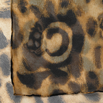 Alexander McQueen Silk Chiffon Leopard Skull Scarf Brown 2 of 3