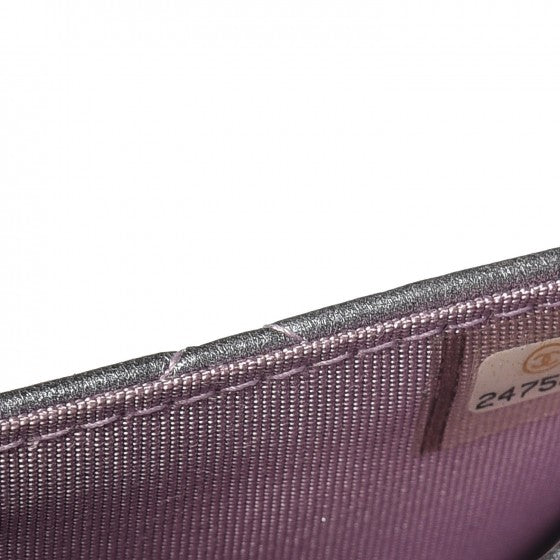 Iridescent Lambskin Quilted Reissue Flap Card Holder Light Purple
