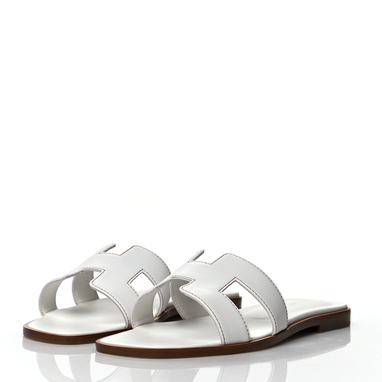Hermes Box Calfskin Oran Sandals 38 White 3 of 9