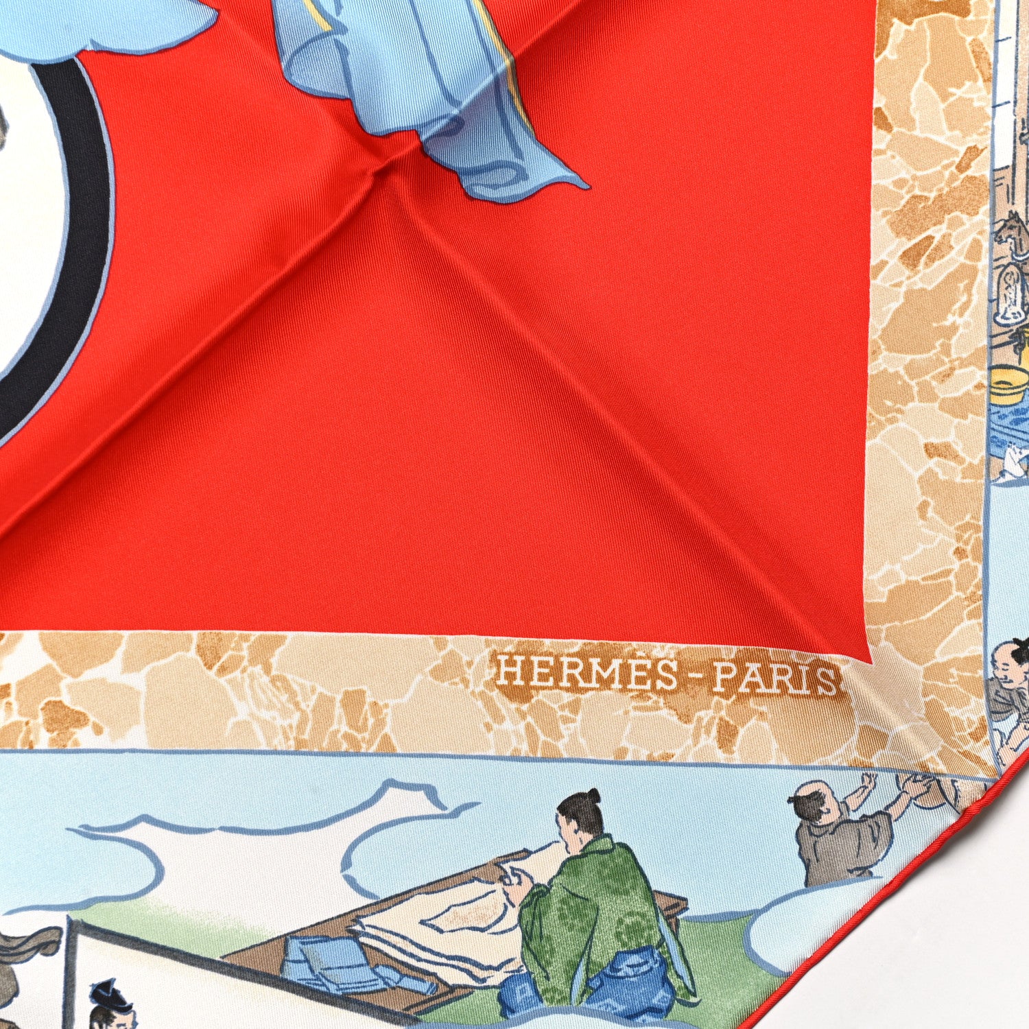 Hermes Silk Les Artisans D'Hermes Scarf 90 Rouge Bleu Vert 2 of 5