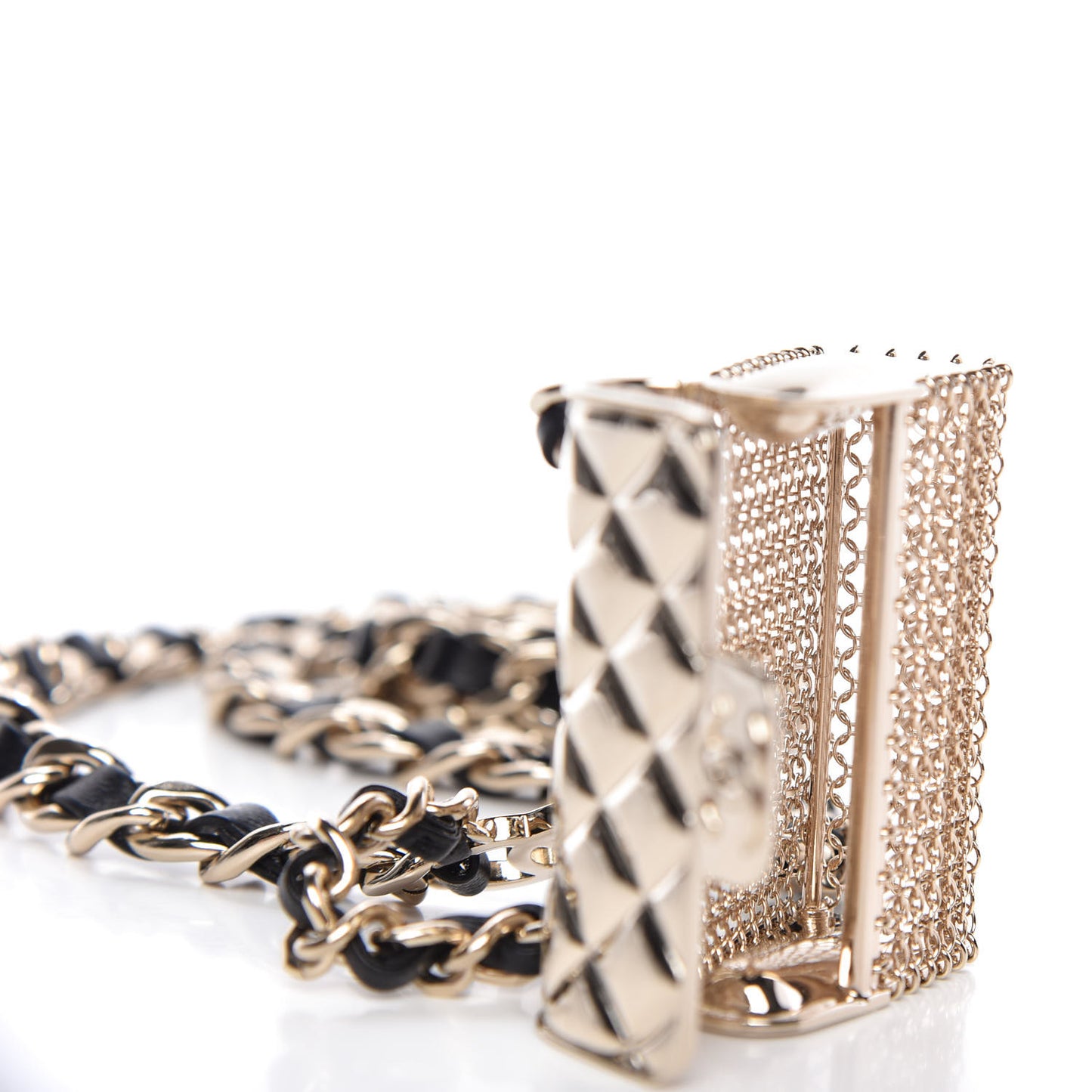 Lambskin Chain CC Flap Bag Belt 85 Black Gold