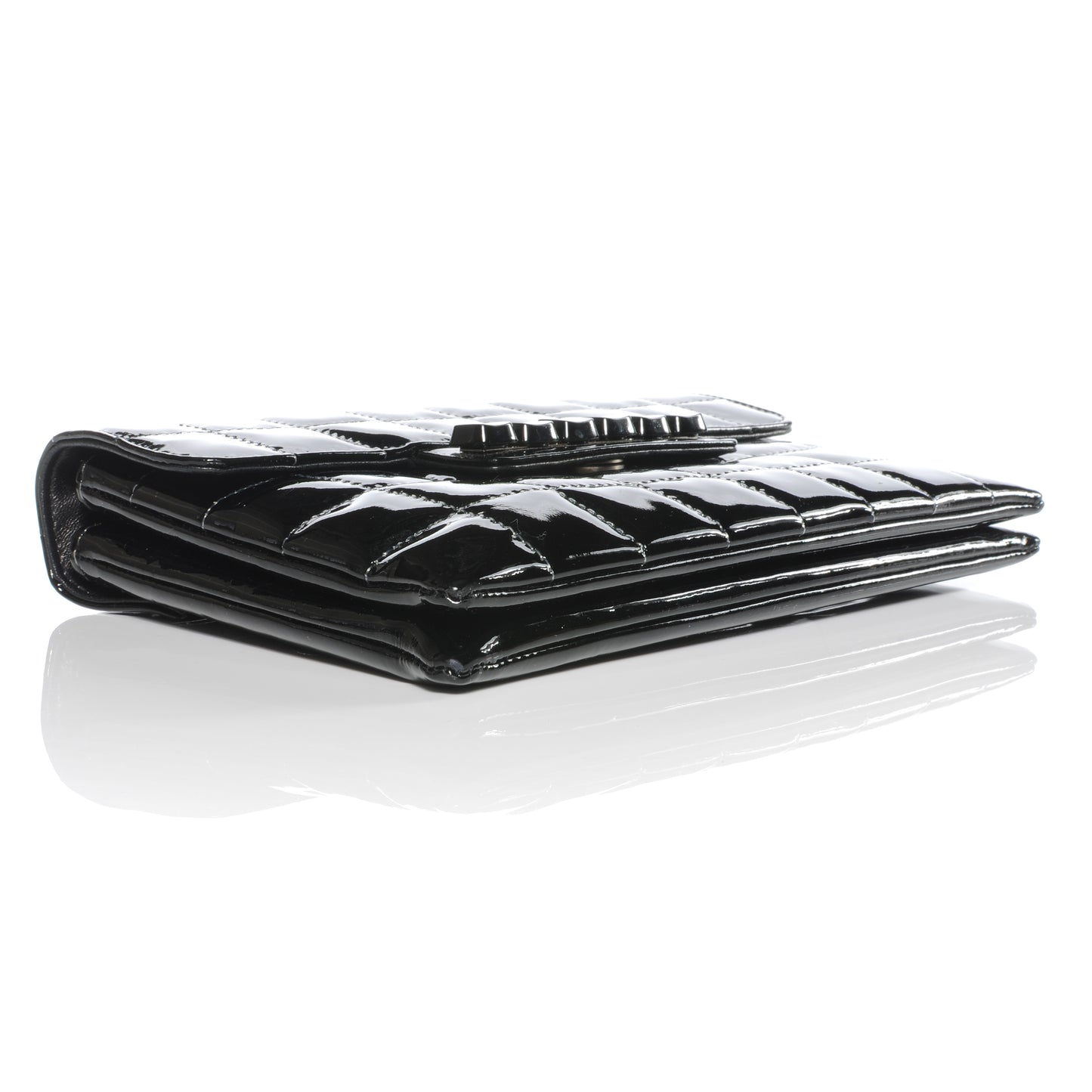 Patent Chocolate Bar Quilted Computer Keys Flap Black