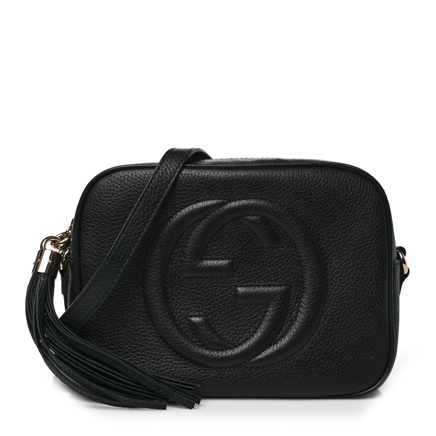 Pebbled Calfskin Small Soho Disco Bag Black