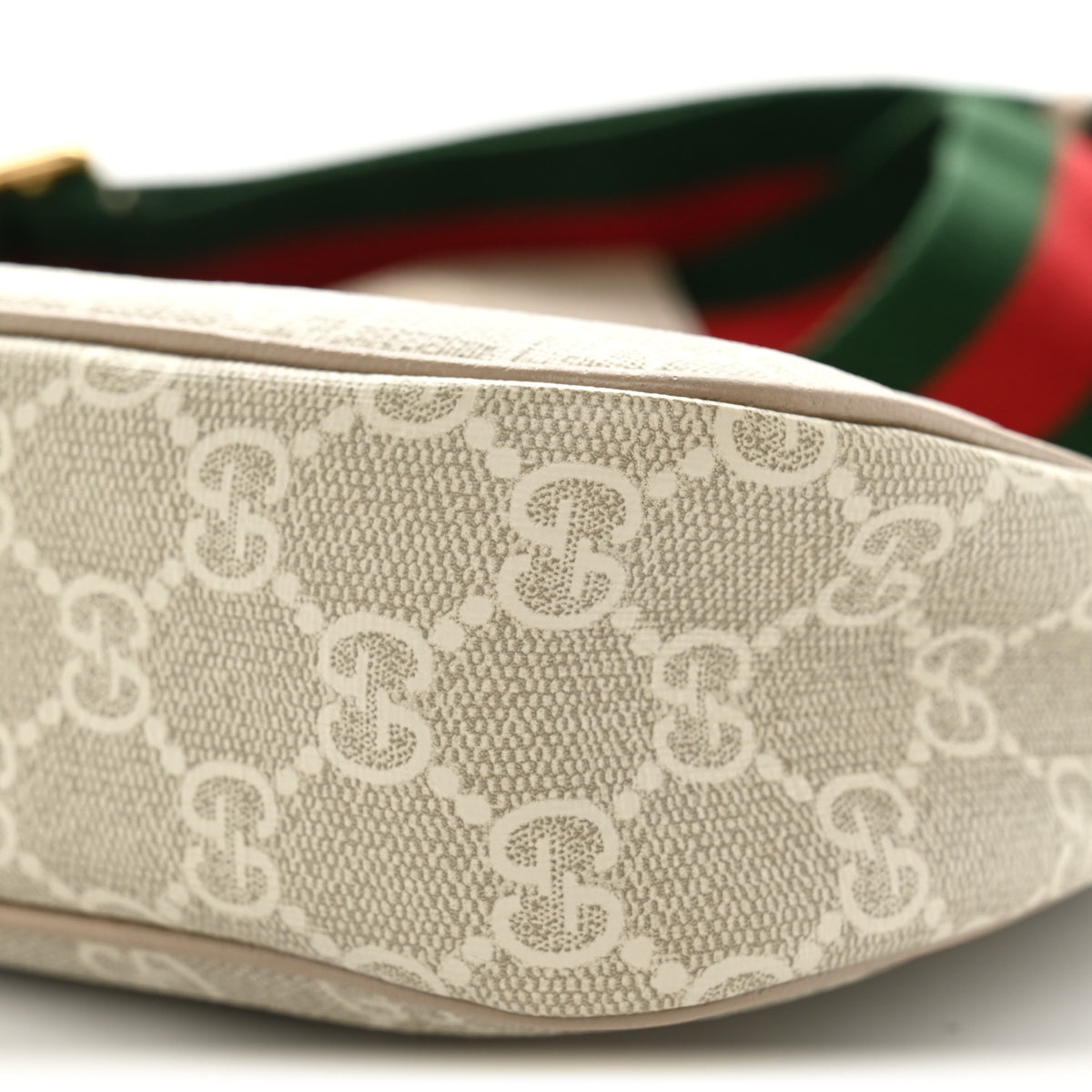 GG Supreme Monogram Textured Dollar Calfskin Web Small Ophidia GG Handbag Beige Mystic White Oatmeal