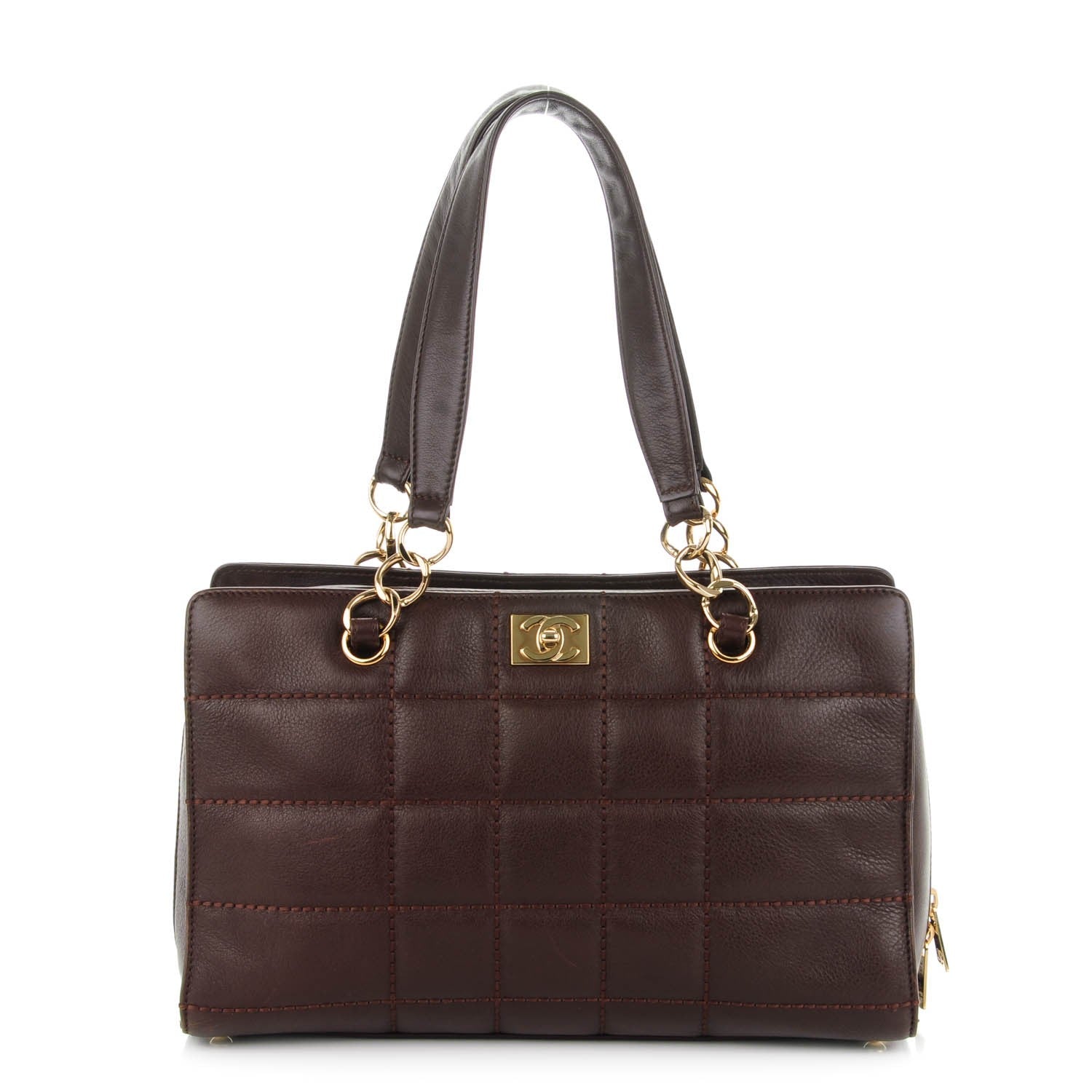 Chanel Calfskin Chocolate Bar Quilted Shoulder Bag Brown 1 of 7