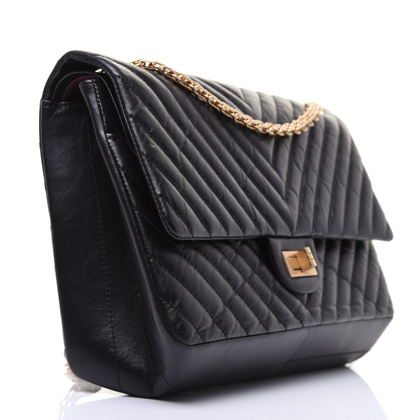 Aged Calfskin Chevron Quilted 2.55 Reissue 226 Flap Black