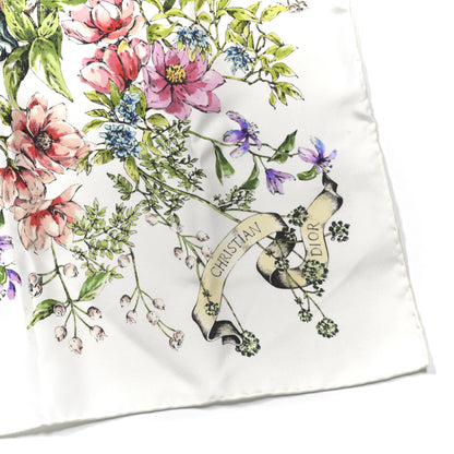 Christian Dior Silk Floral D-Constellation Square Scarf White 2 of 3