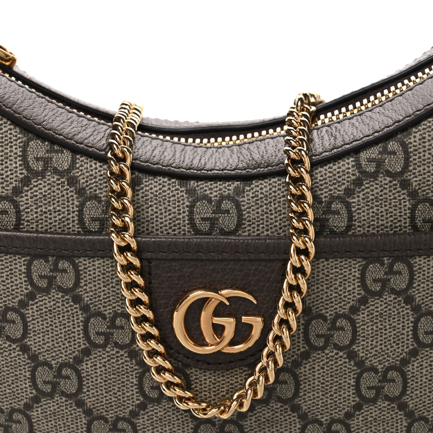 GG Supreme Monogram Textured Dollar Calfskin Small Ophidia Shoulder Bag Beige Ebony New Acero
