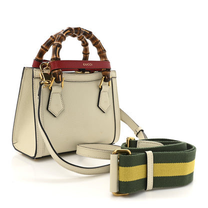 Gucci Textured Calfskin Web Mini Diana Tote Bag Mystic White 3 of 14