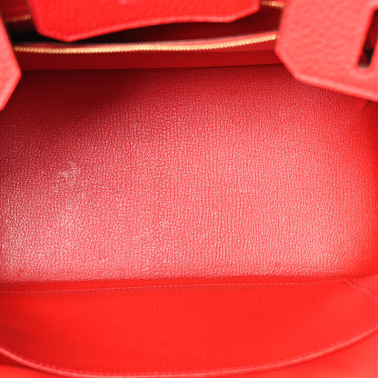 Hermes Taurillon Clemence Birkin 30 Rouge Casaque 5 of 10