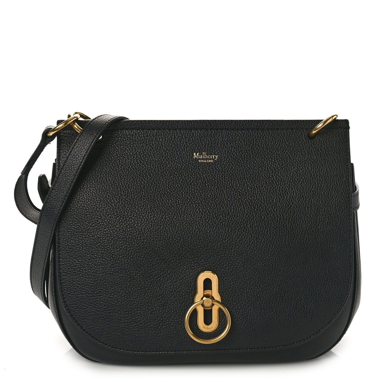 Small Classic Grain Calfskin Amberley Satchel Black