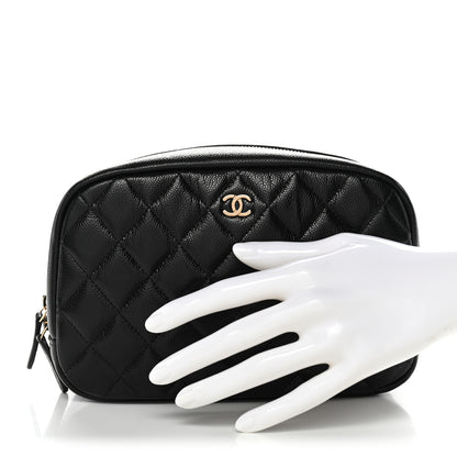 Chanel Caviar Quilted Medium Curvy Pouch Cosmetic Case Black 2 of 7