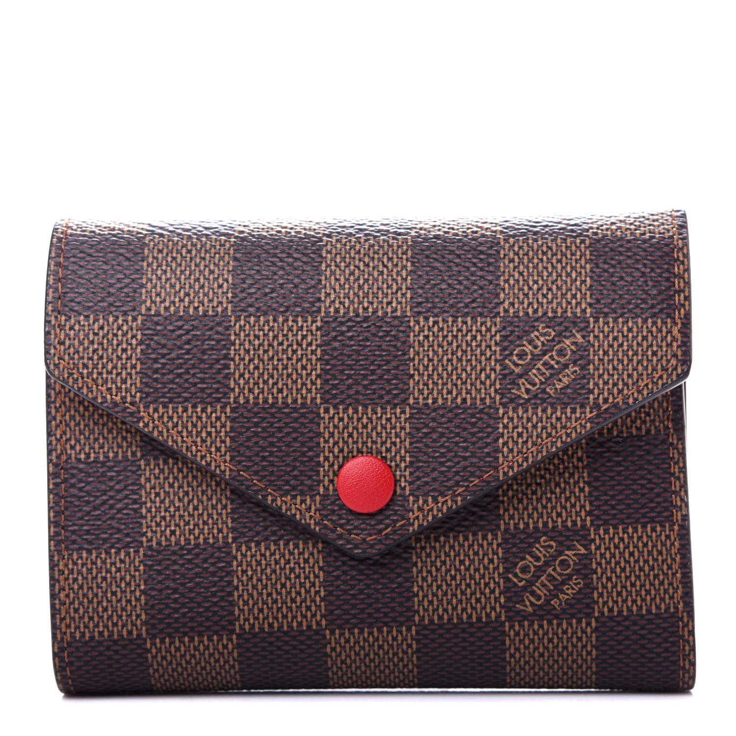 Louis Vuitton Damier Ebene Victorine Wallet Red 1 of 8