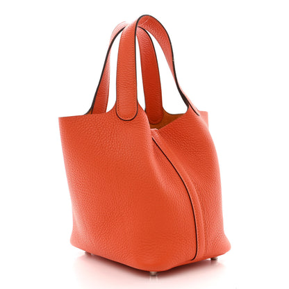 Hermes Taurillon Clemence Picotin Lock 18 PM Orange 3 of 12