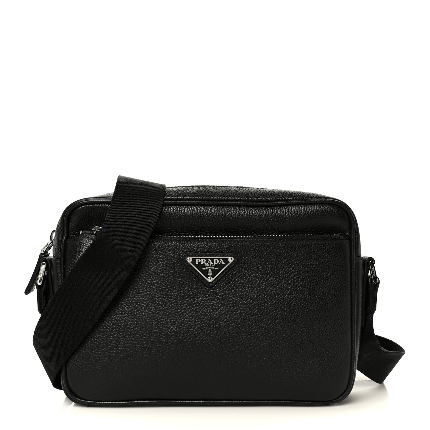 Vitello Daino Zip Shoulder Bag Black