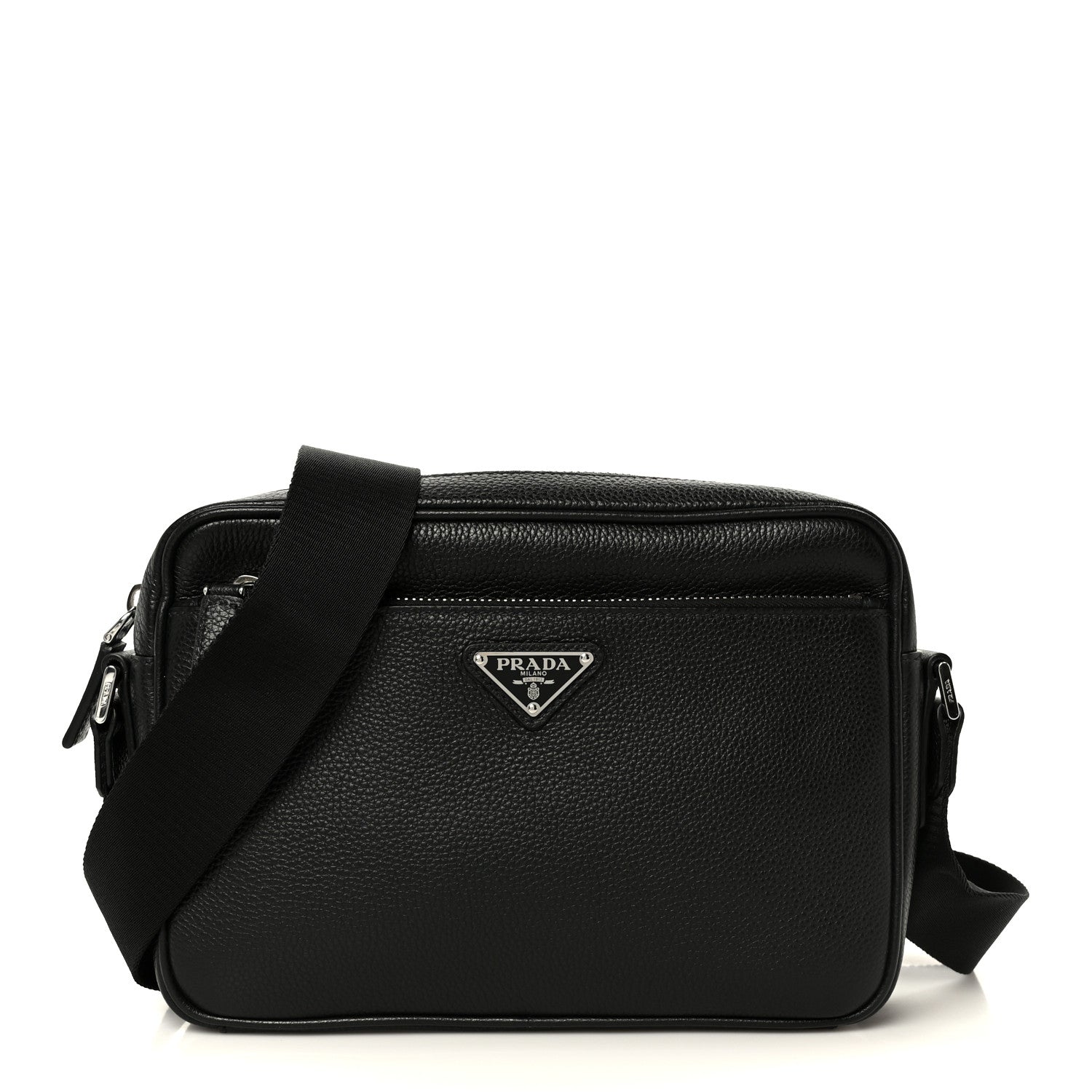 Prada Vitello Daino Zip Shoulder Bag Black 1 of 10
