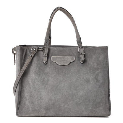 Balenciaga Baby Daim Suede Plate Hardware Papier A6 Zip Around Tote Grey 1 of 12