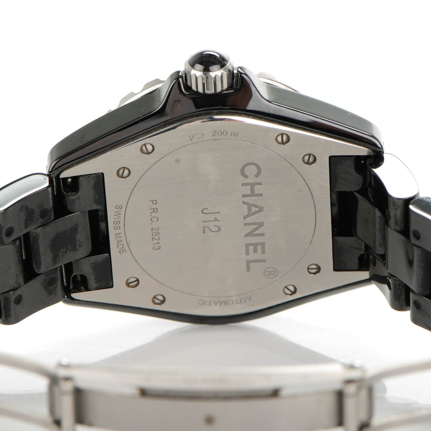 Chanel Stainless Steel Ceramic Diamond 38mm J12 Automatic Watch Black 4 of 7