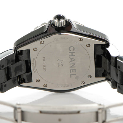Chanel Stainless Steel Ceramic Diamond 38mm J12 Automatic Watch Black 4 of 7