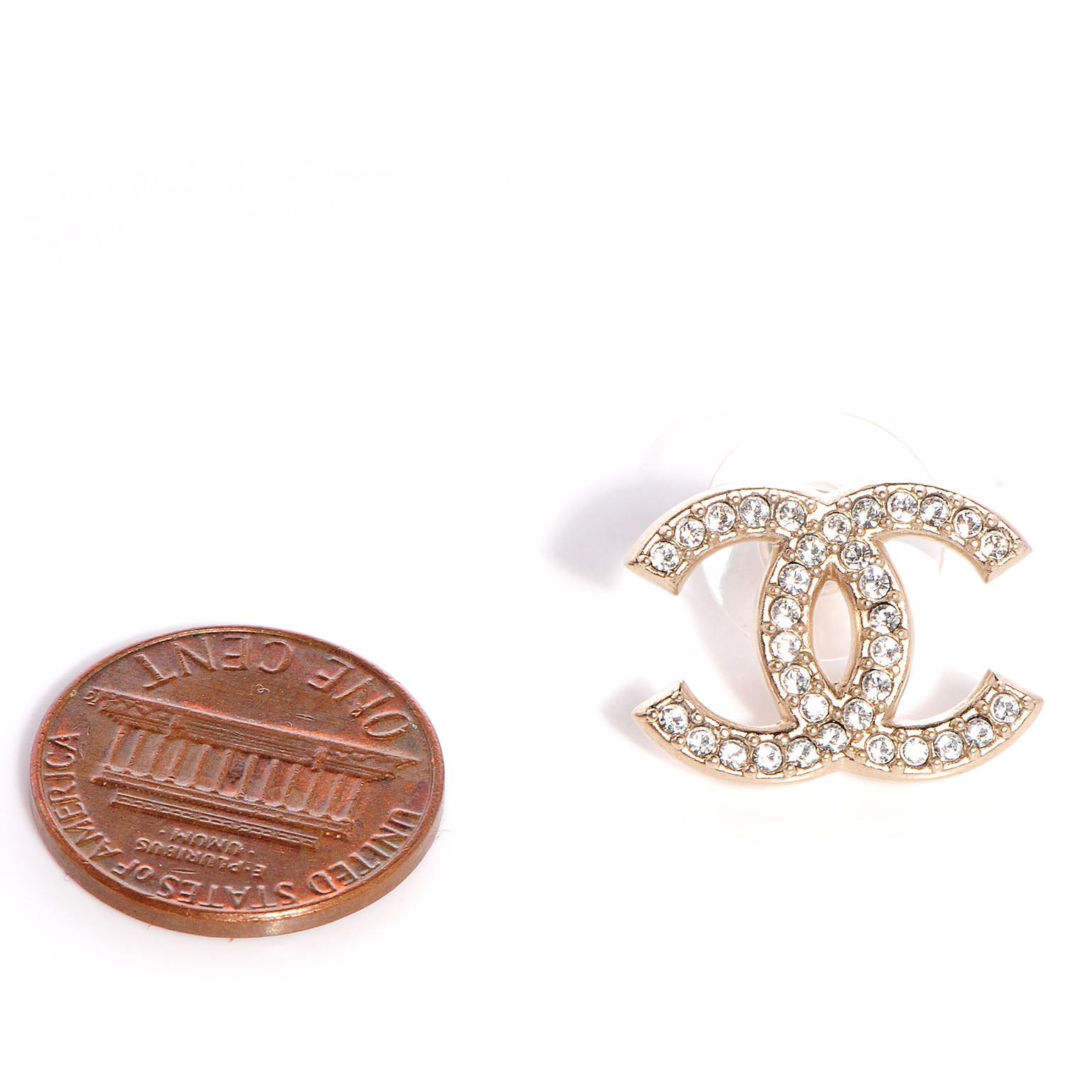 Chanel Crystal CC Earrings Gold 2 of 5