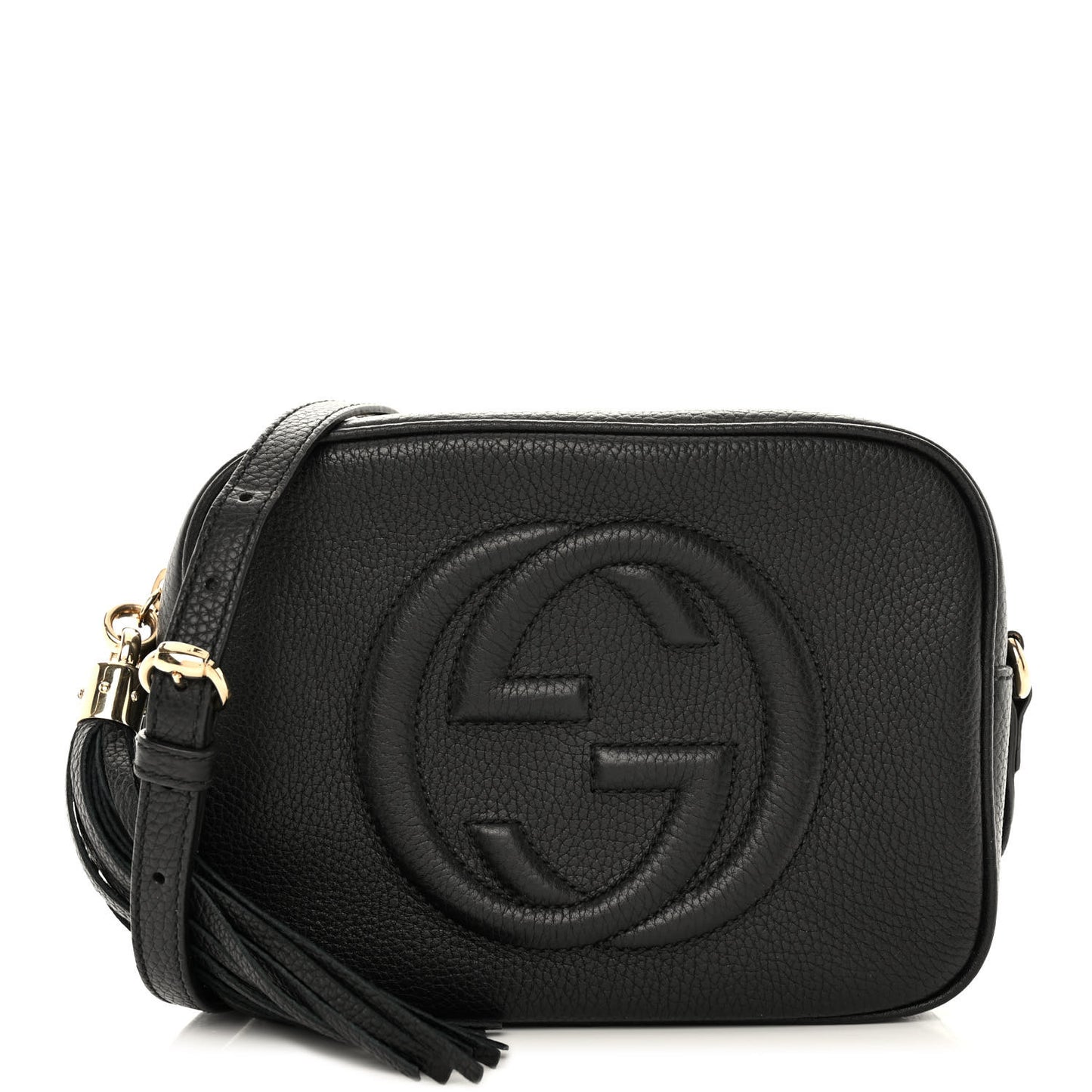 Pebbled Calfskin Small Soho Disco Bag Black