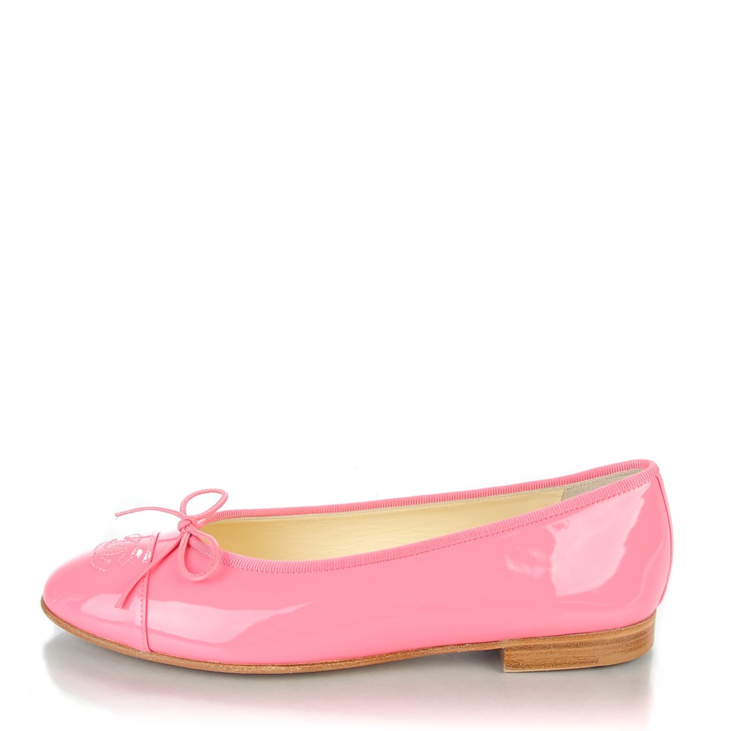 Patent CC Cap Toe Ballerina Flats 38.5 Pink