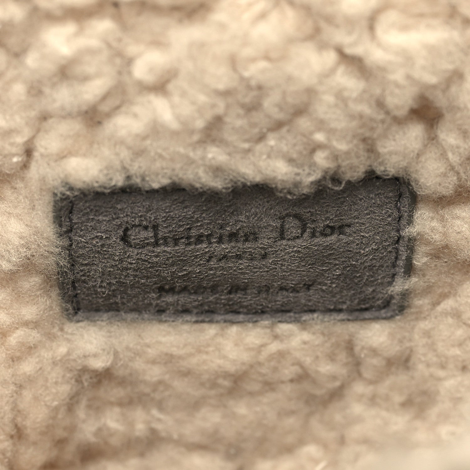 Christian Dior Shearling Sheepskin Wool Cannage Small Caro Bag Gray 6 of 8