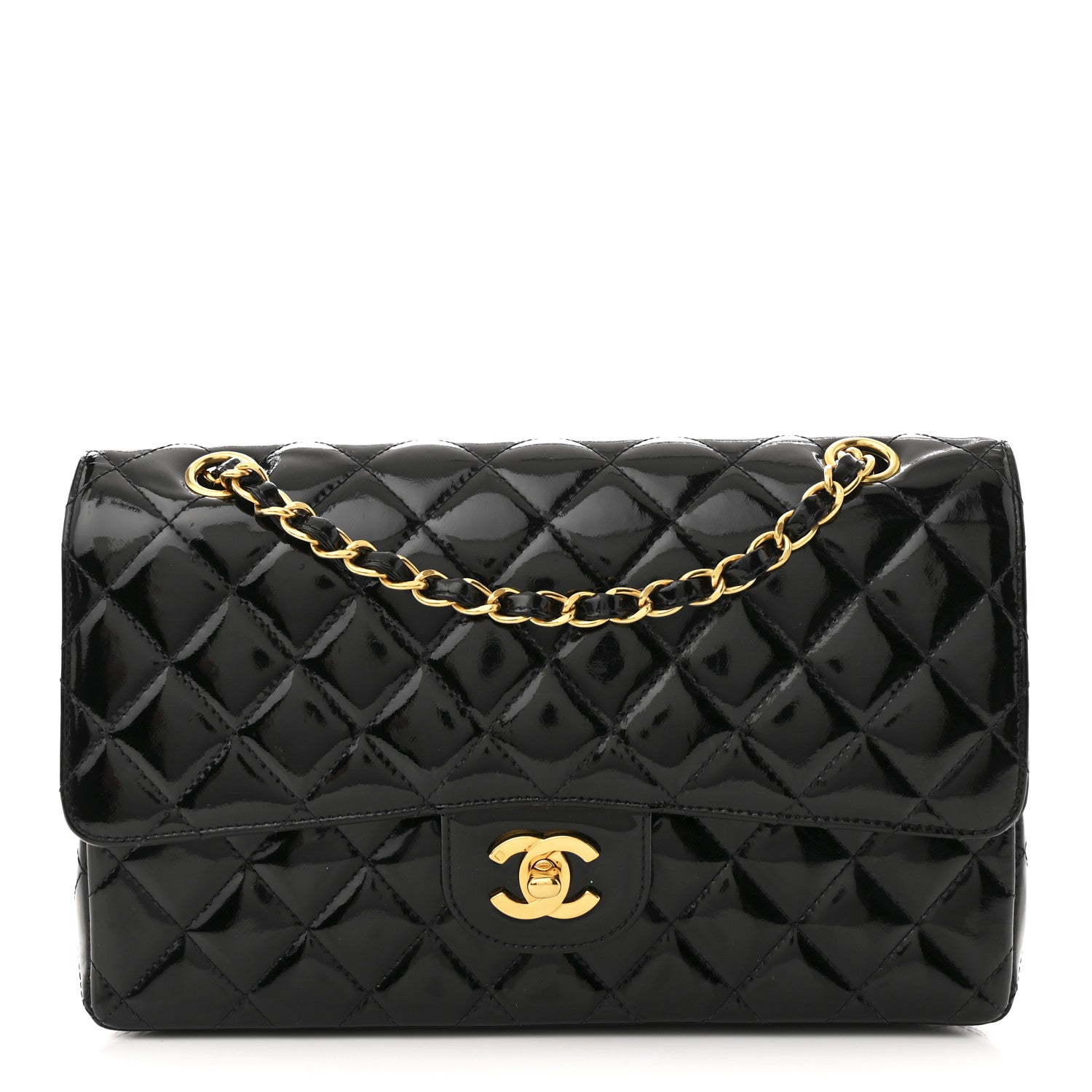 Chanel Patent Quilted Medium Double Flap Black 1 of 12