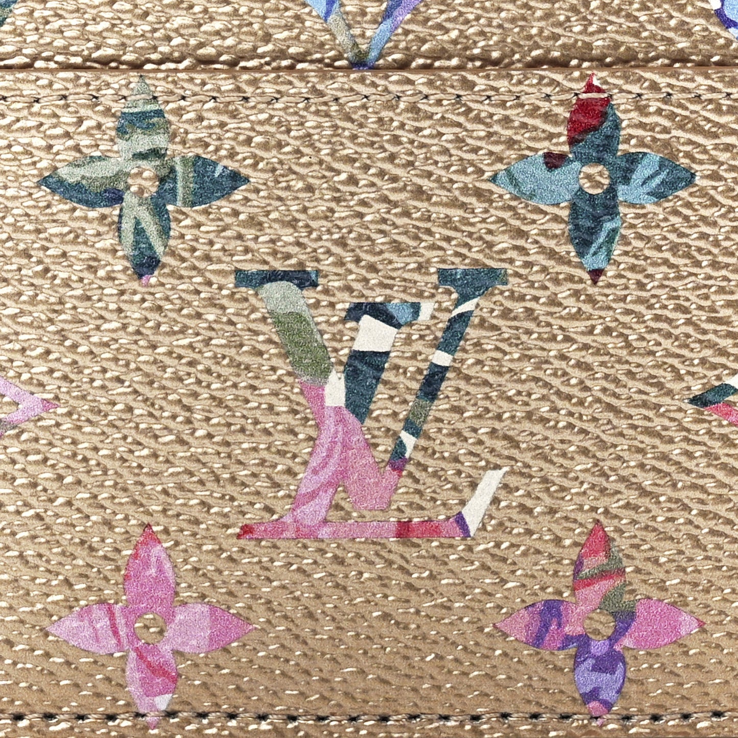 Metallic Monogram LV Garden Card Holder Gold