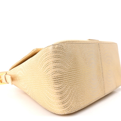 Fendi Goatskin Geometric Printed Enamel Big Forever Mama Baguette White Gold 9 of 10