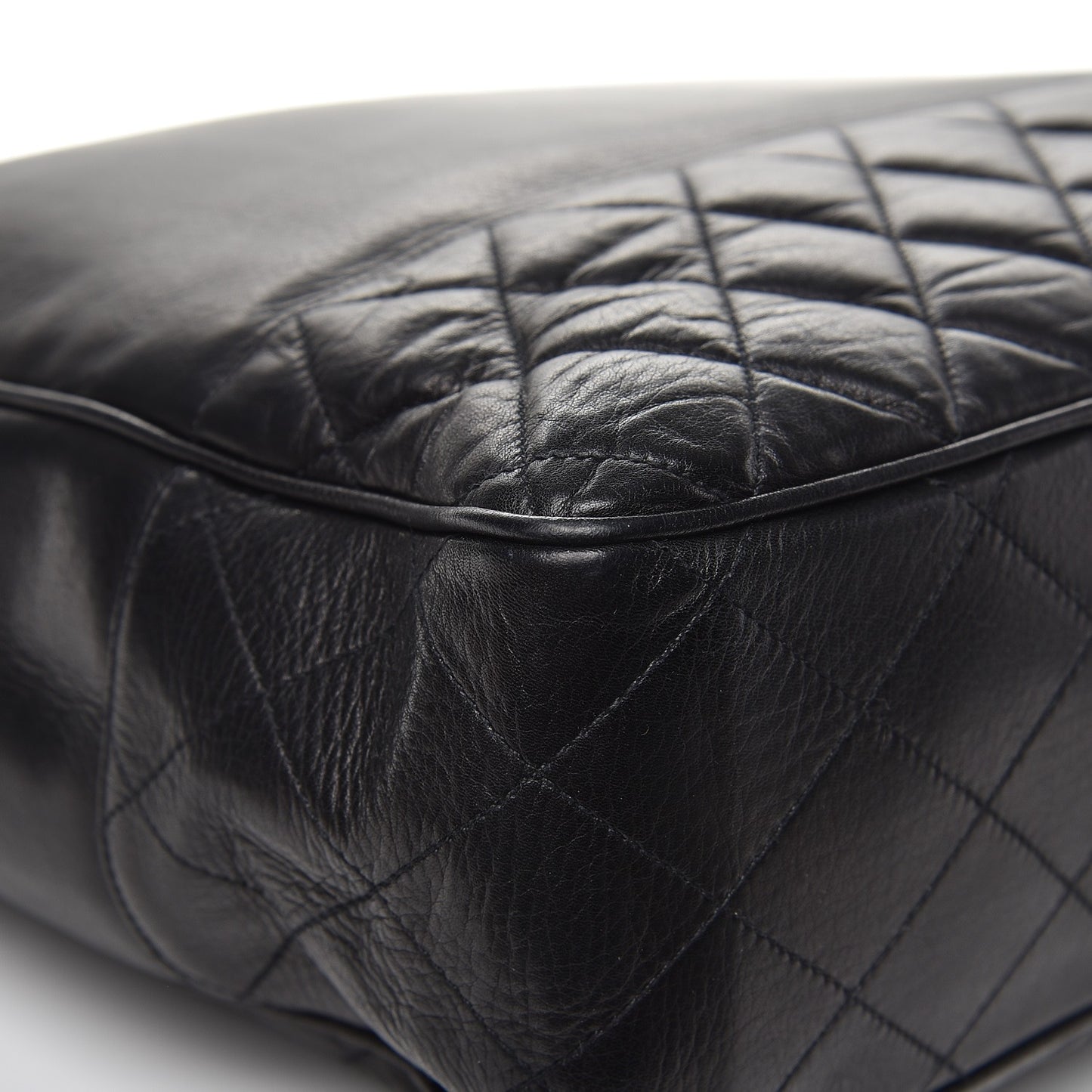 Lambskin Quilted Large Shoulder Bag Black