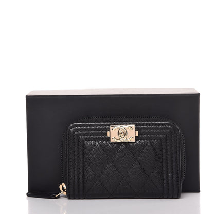Chanel Caviar Quilted Boy Zip Around Coin Purse Wallet Black 8 of 8