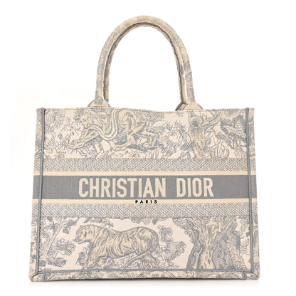 Christian Dior Canvas Embroidered Medium Dioriviera Toile De Jouy Book Tote Gray 1 of 15