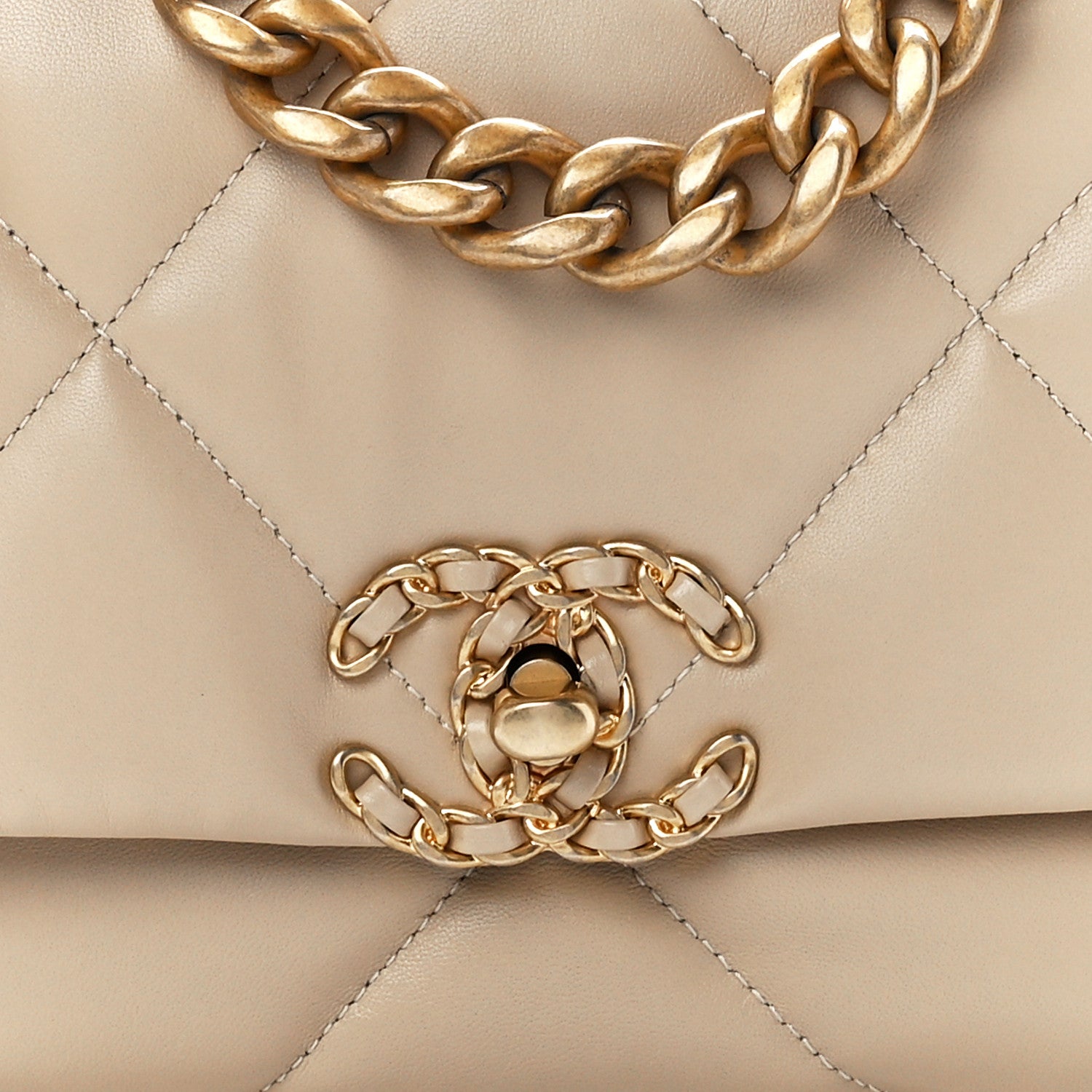 Chanel Lambskin Quilted Medium Chanel 19 Flap Light Beige 8 of 12