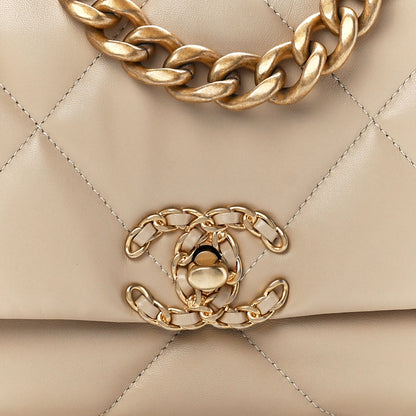 Chanel Lambskin Quilted Medium Chanel 19 Flap Light Beige 8 of 12