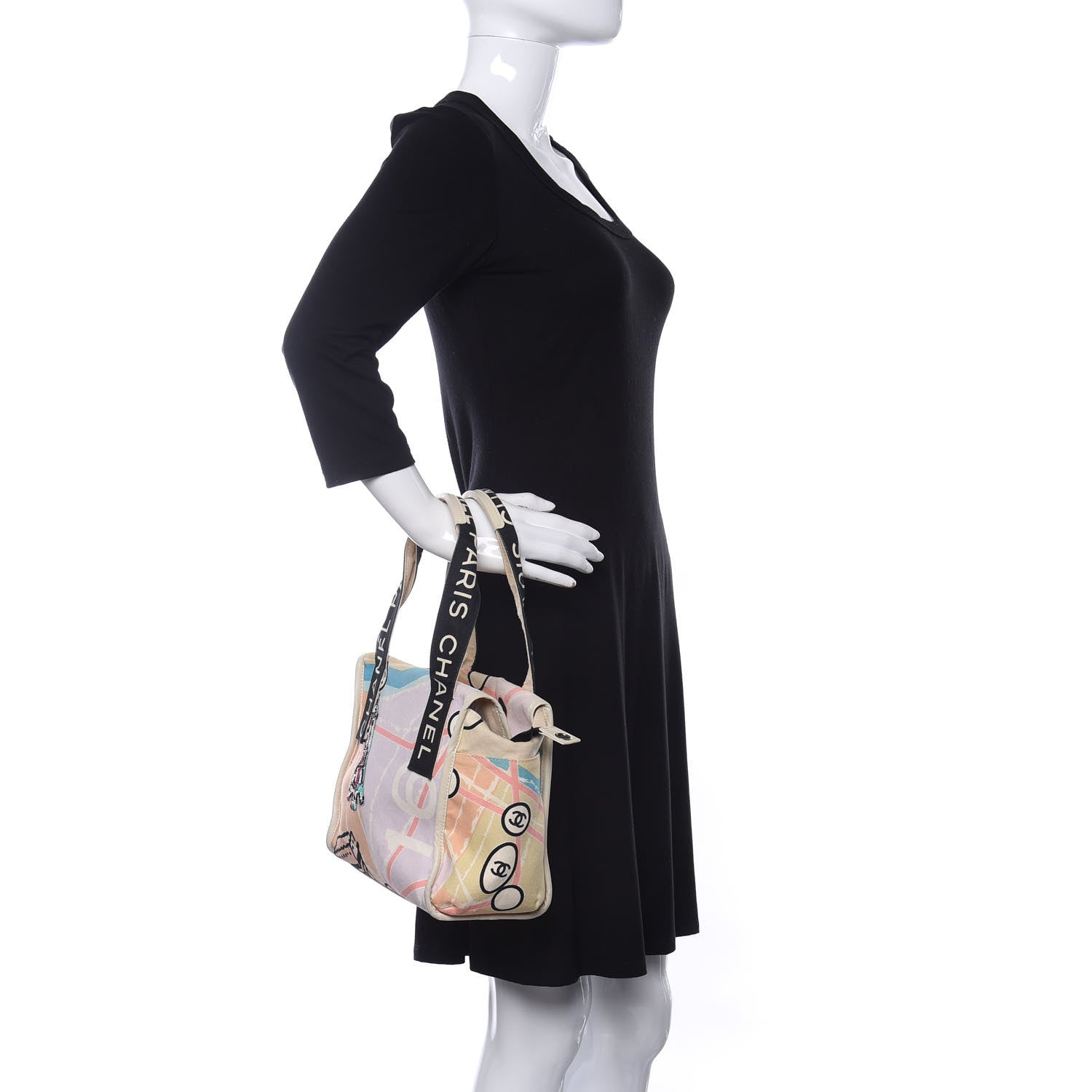 Chanel Canvas Printed Eiffel Tower Shoulder Bag 2 of 18