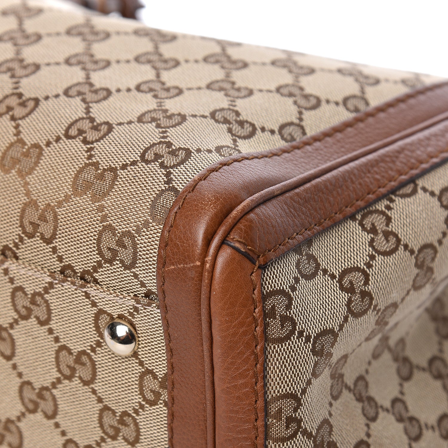 Gucci Monogram Cellarius Calfskin Medium Bella Tote Beige Ebony Cuir 11 of 14