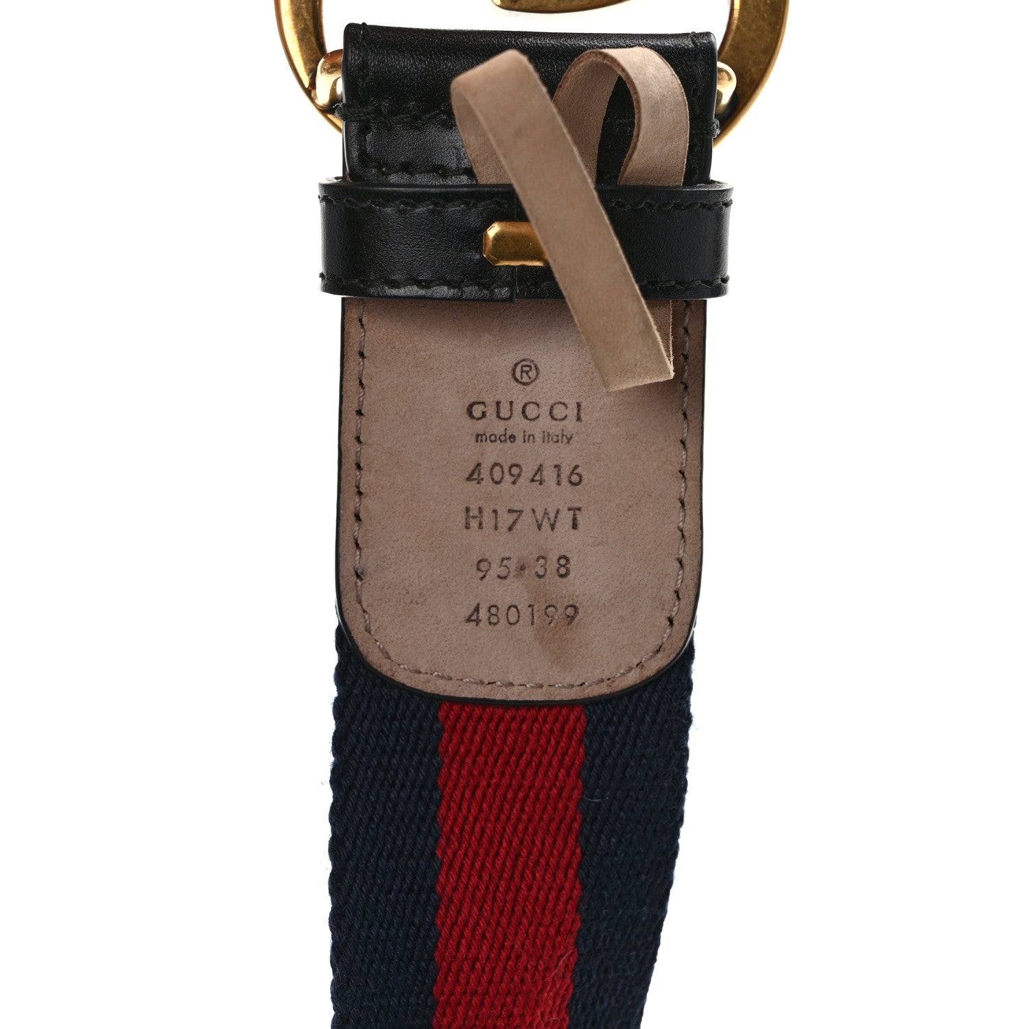 Gucci Nylon Calfskin Double G Web 40mm Belt 95 38 Blue Red Black 3 of 4