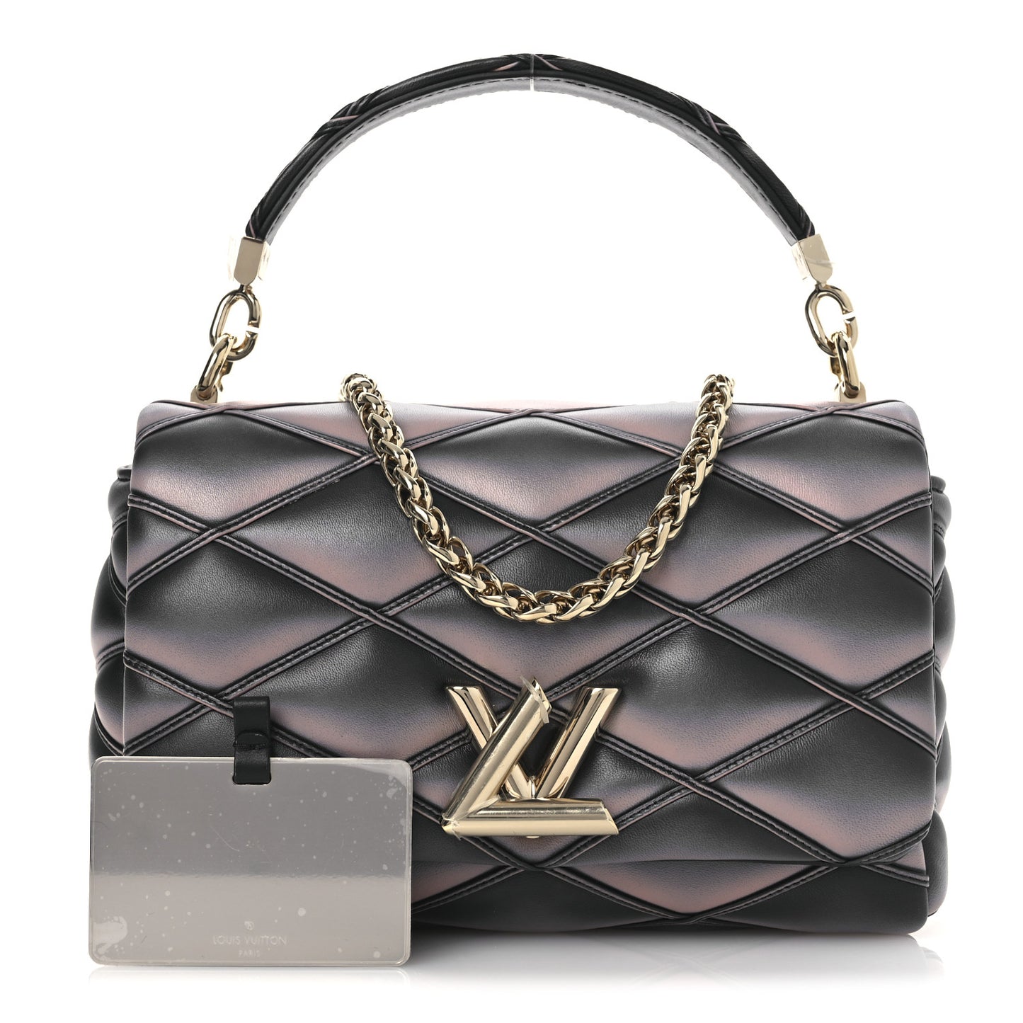 Lambskin Malletage Top Handle GO-14 MM  Black Pink