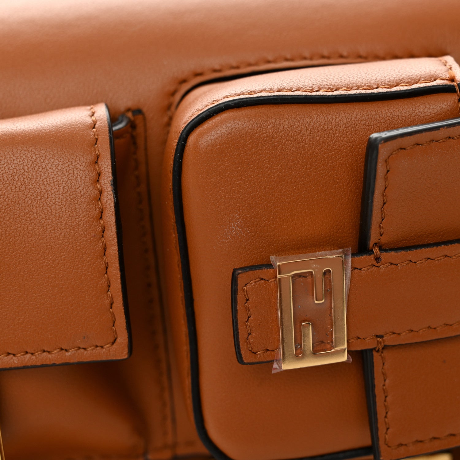 Fendi Shiny Nappa Multipocket Baguette Brandy 10 of 12