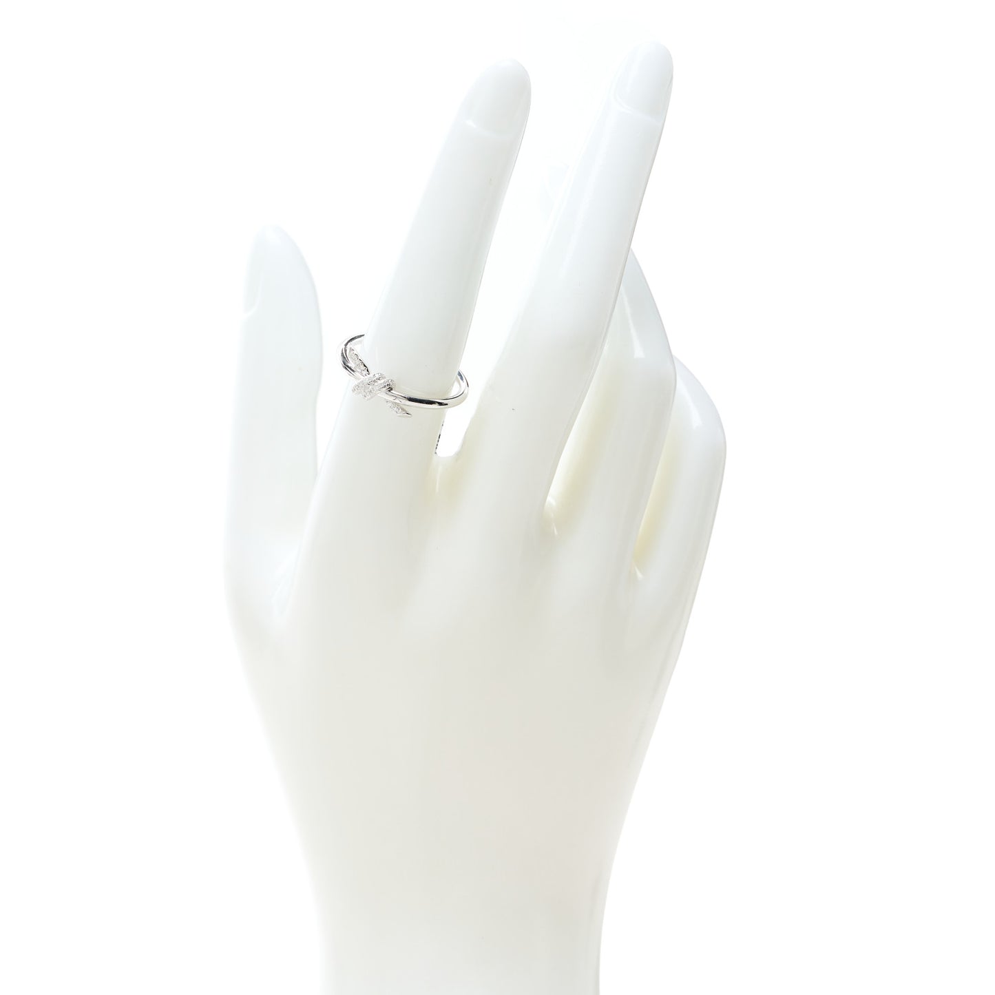 18K White Gold Diamond Small Knot Ring 53 6.5