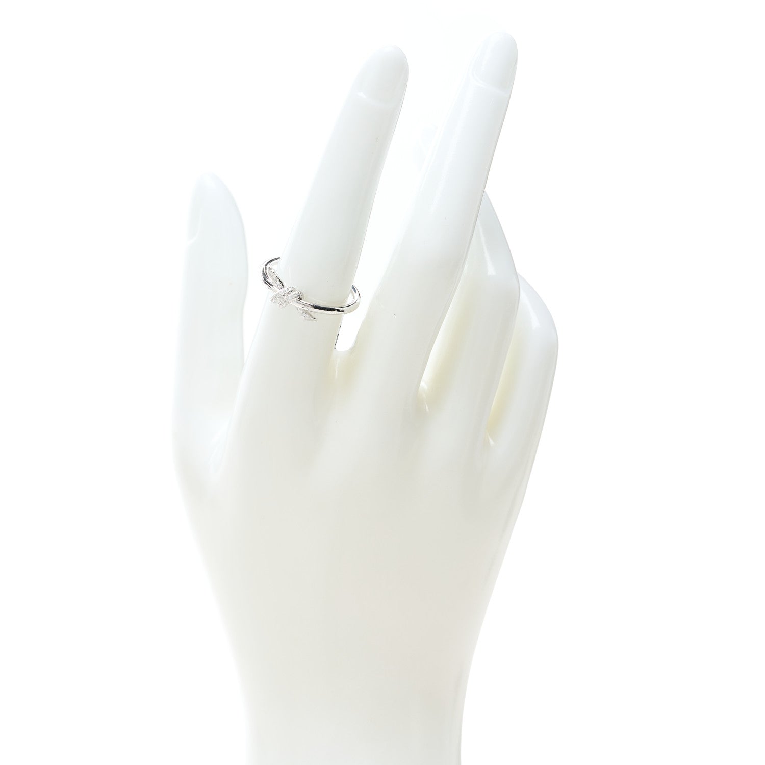 Tiffany 18K White Gold Diamond Small Knot Ring 53 6.5 2 of 4