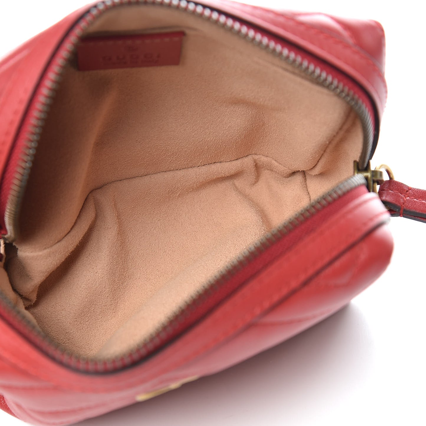Calfskin Matelasse GG Marmont Cosmetic Case Hibiscus Red
