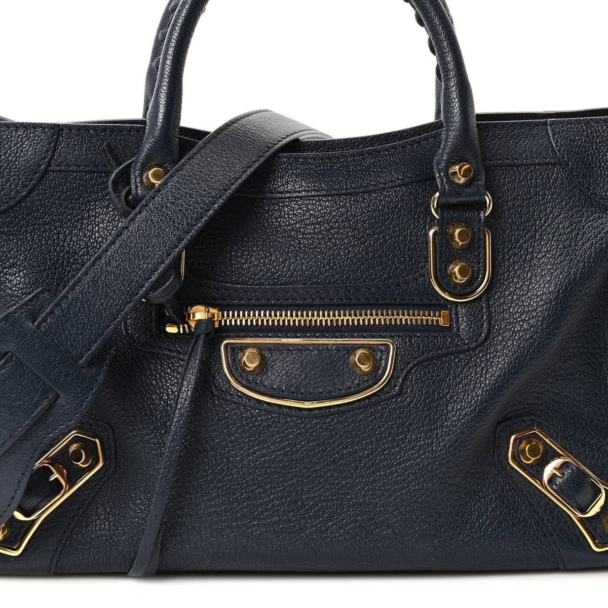 Balenciaga Chevre Gold Metallic Edge Hardware S City Bleu Nuit Dark Sea 9 of 11