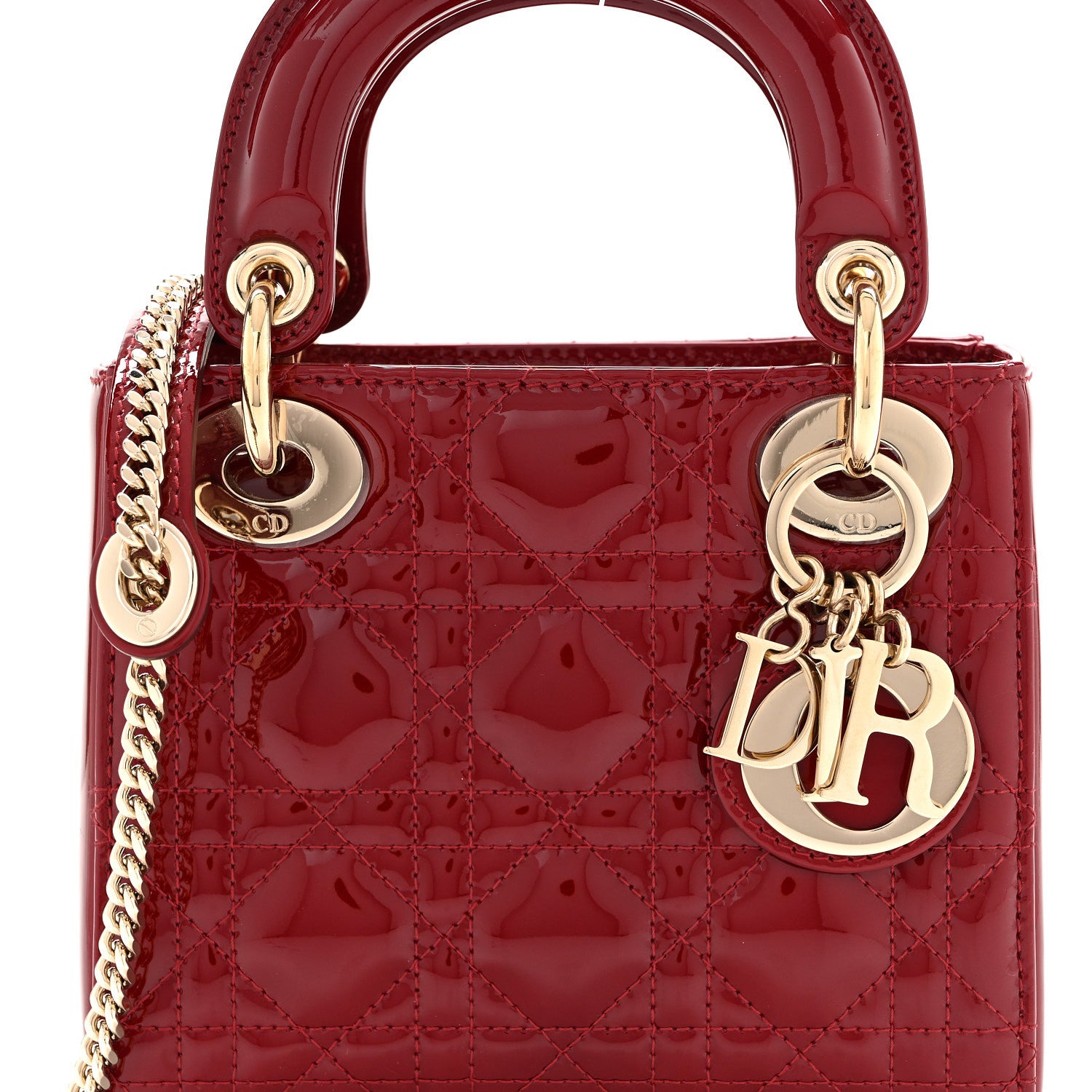 Christian Dior Patent Cannage Mini Lady Dior Red 8 of 10