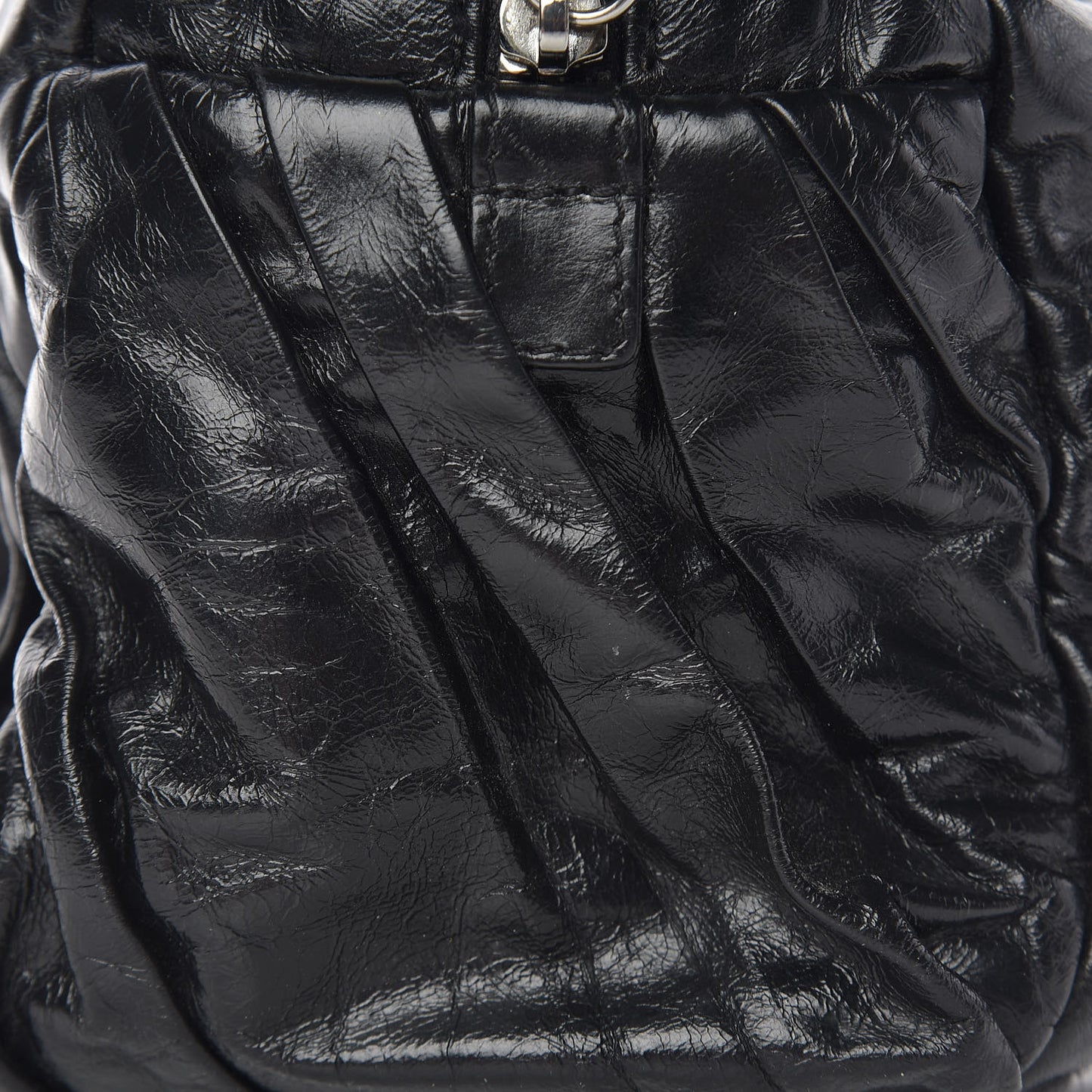 Glazed Calfskin Twisted Tote Black