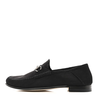 Gucci Suede Calfskin Womens 1953 Horsebit Loafers 37 Black 1 of 9