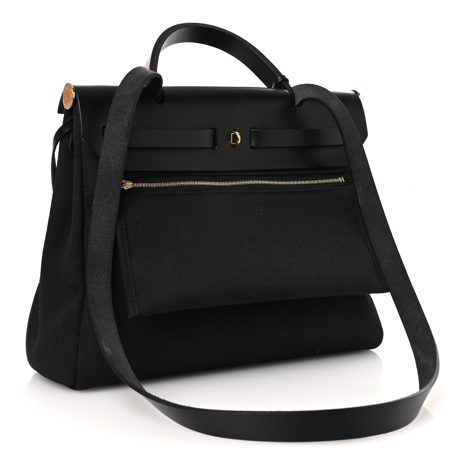 Hermes Military Toile Vache Hunter Herbag Zip Retourne 31 PM Black 4 of 13