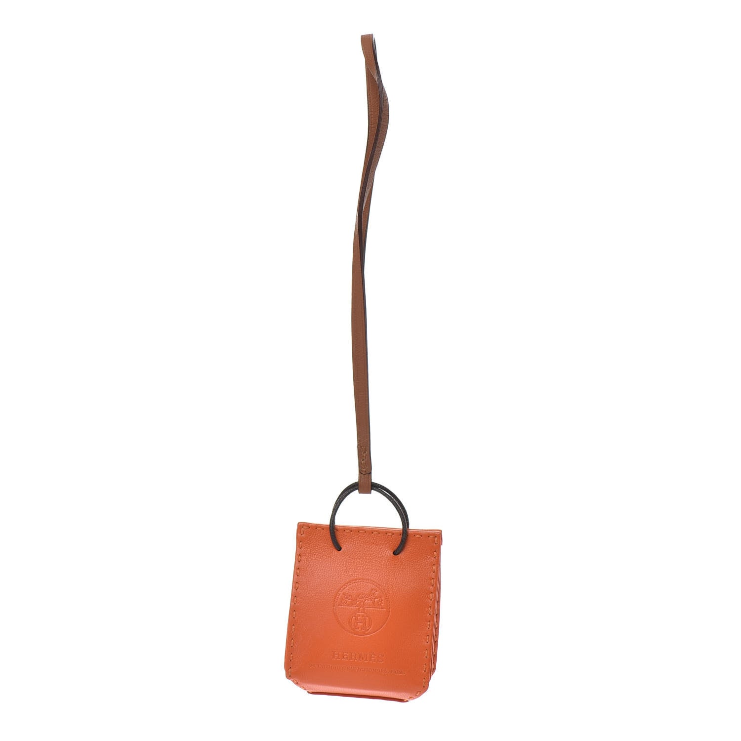 Hermes Milo Lambskin Swift Shopping Bag Charm Feu Gold 1 of 3
