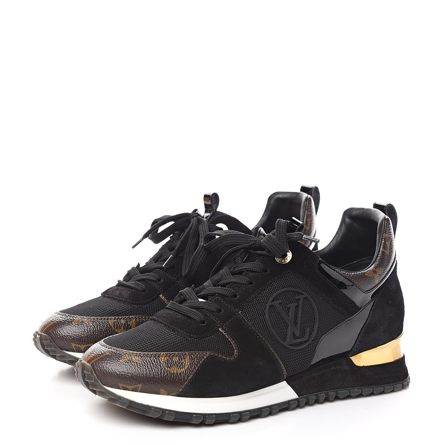 Louis Vuitton Suede Monogram Run Away Sneakers 38.5 Black 3 of 10